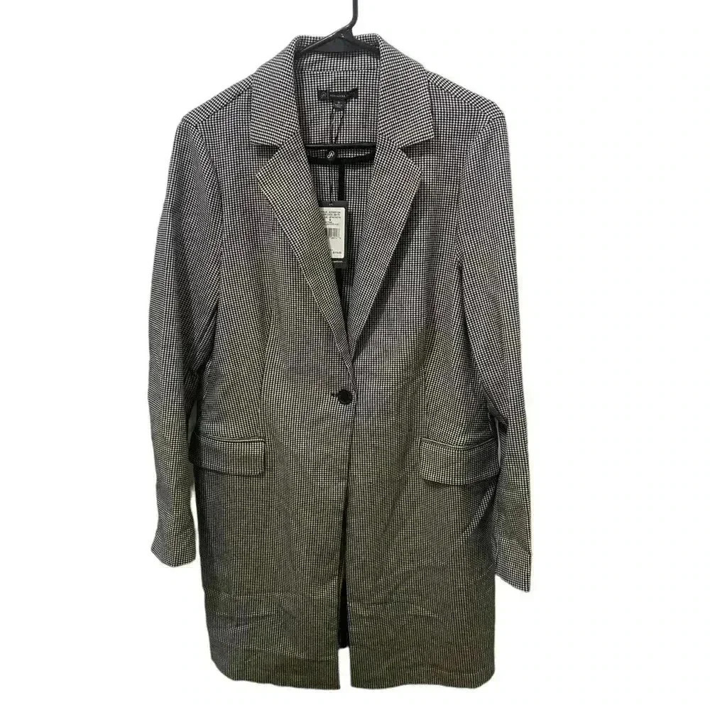 New Adrianna Papell Jacquard Houndstooth Topper Jacket